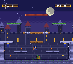 Castle Keep: battlements and a covered bridge under the moon
