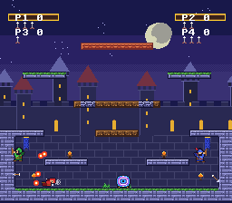 Four archers on Castle Keep with a blast, a skeleton, a bat and a portal