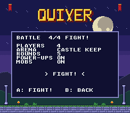 BATTLE 4/4 FIGHT!: the summary of players, arena, rounds, power-ups and mobs