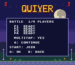BATTLE 1/4 PLAYERS: P1 to P4 READY, MULTITAP: YES