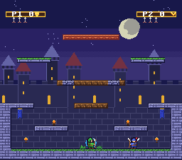 P1 inside the shield bubble, P2 with wings, on Castle Keep