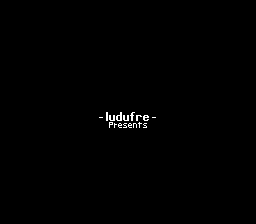 The '- ludufre - Presents' screen, white on black