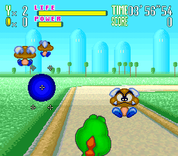 Shooting at Goombas in the first stage with the mouse
